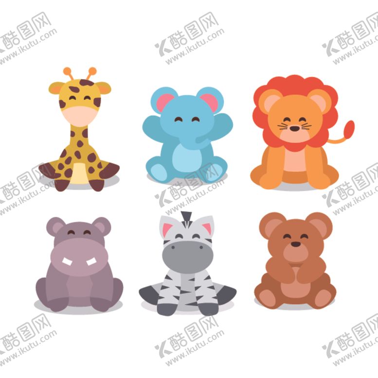 编号：88638410031457055625【酷图网】源文件下载-矢量卡通手绘动物图片