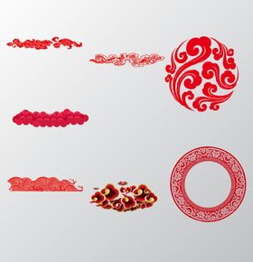 祥云图案印花中式纹样手绘