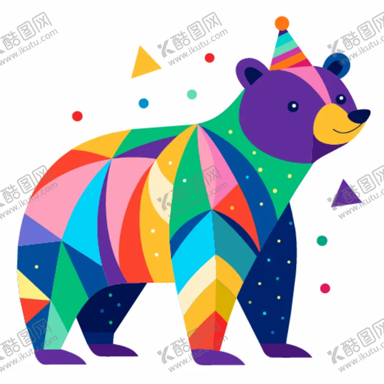 编号：19875812192057057157【酷图网】源文件下载-简洁的彩色节日素材灰熊