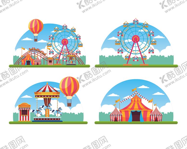 编号：88844809230222104269【酷图网】源文件下载-欢乐马戏团场景插画