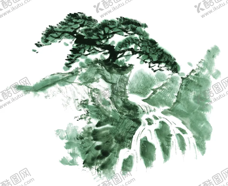 编号：70595706271956083121【酷图网】源文件下载-水墨中国风迎客松
