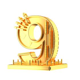数字9金色立体展台海报素材