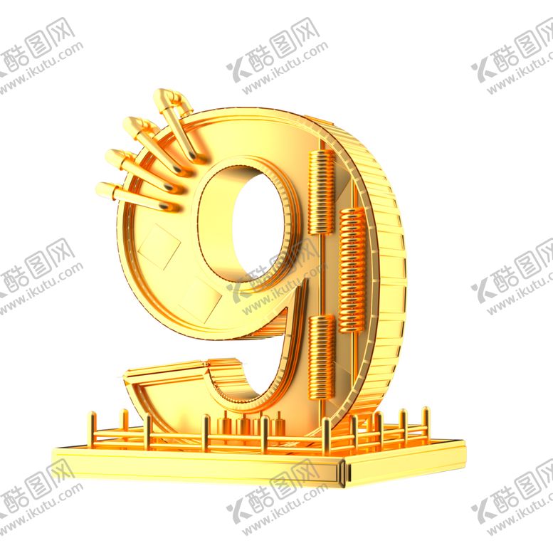 编号：38781006160201364293【酷图网】源文件下载-数字9金色立体展台海报素材