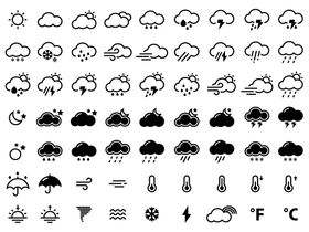 黑色线条天气插件图标