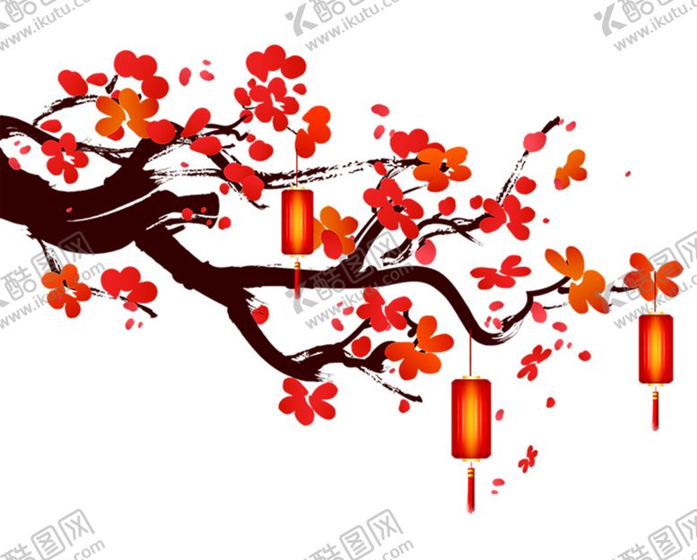 编号：82200209090654034752【酷图网】源文件下载-喜庆梅花灯笼png