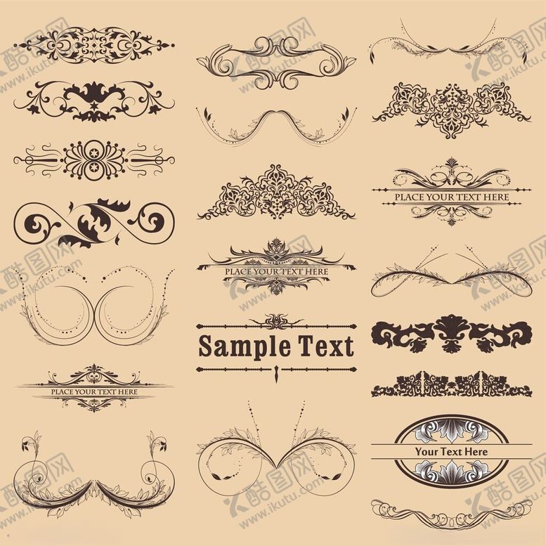 编号：74680704051704221317【酷图网】源文件下载-复古装饰性花纹设计元素