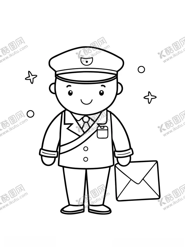 编号：89727902021945504392【酷图网】源文件下载-矢量人物线条简笔邮递员