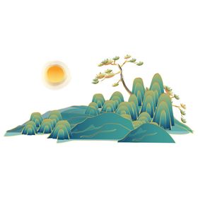 山水古风色彩艺术高端国风素材