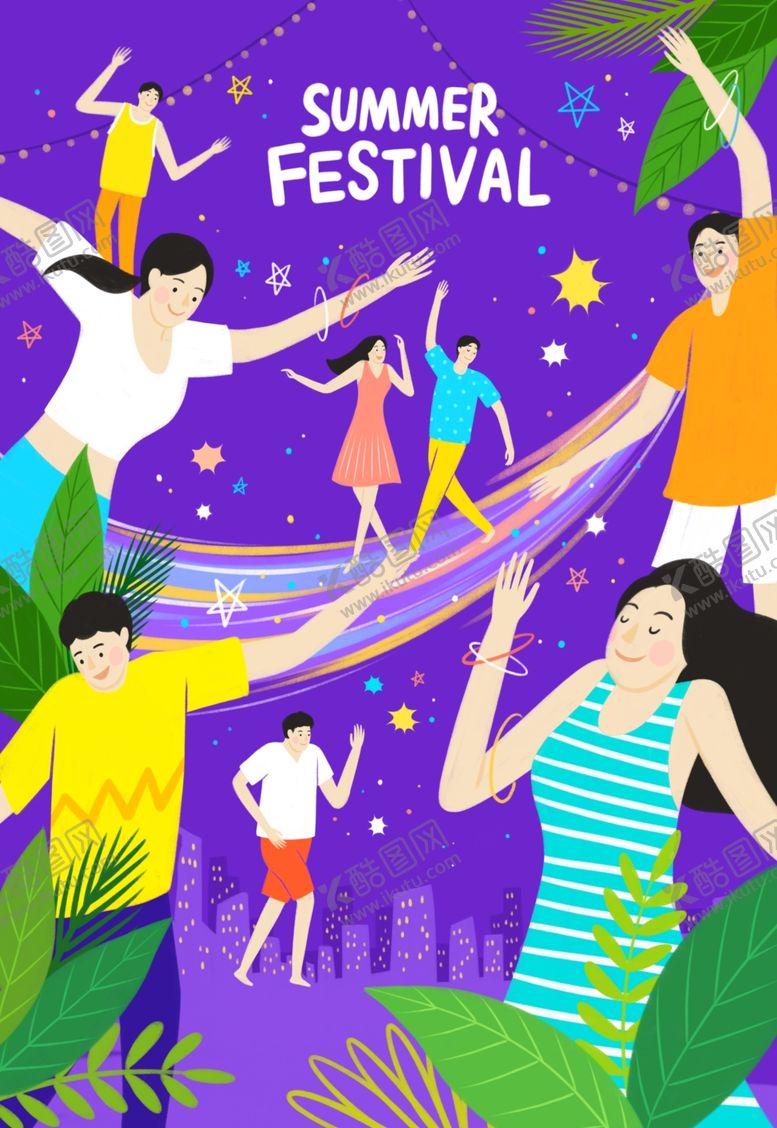 编号：67002309261553472658【酷图网】源文件下载-派对泳池插画紫色