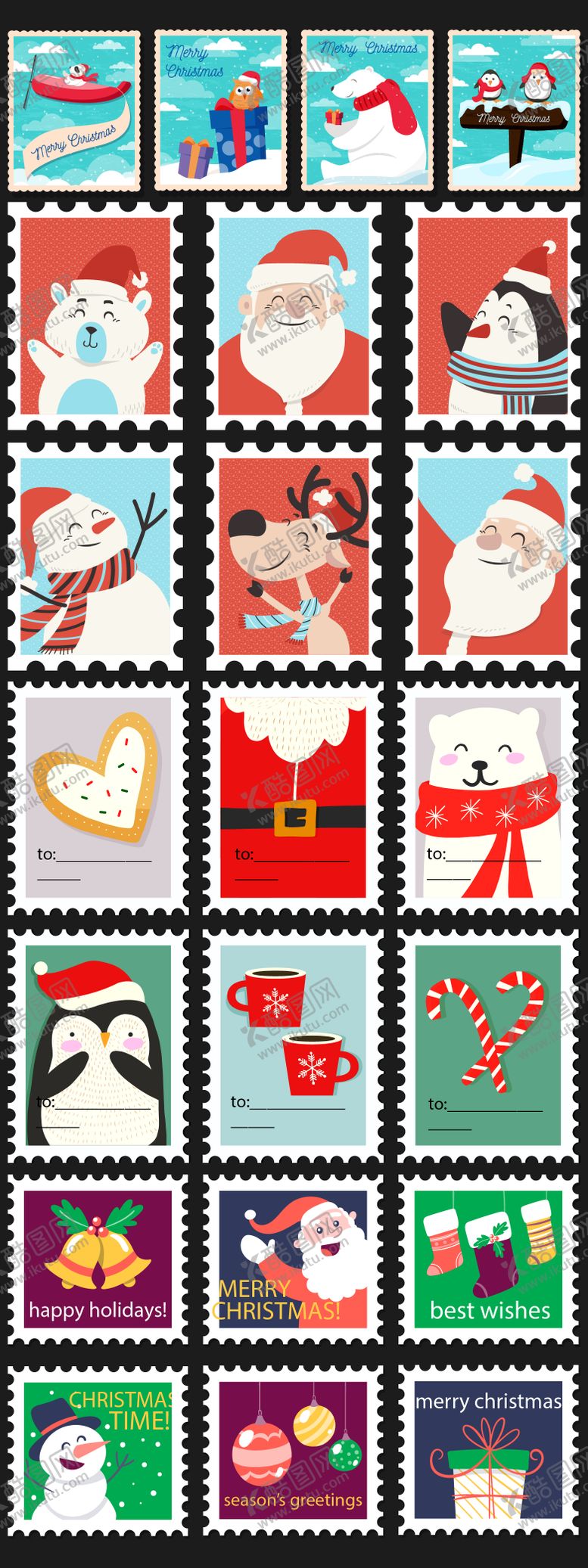 编号：22362911160211044177【酷图网】源文件下载-圣诞节邮票贴纸