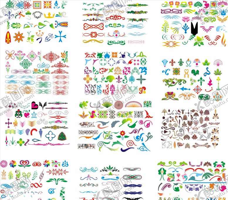 编号：70556310150204296929【酷图网】源文件下载-彩色矢量花纹花边