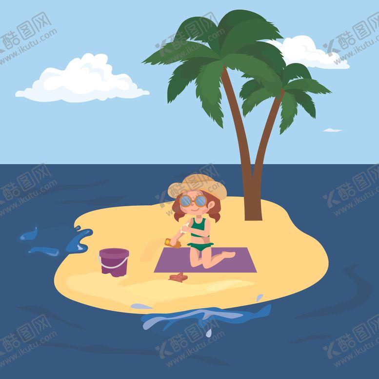 编号：31624209110842304194【酷图网】源文件下载-卡通沙滩