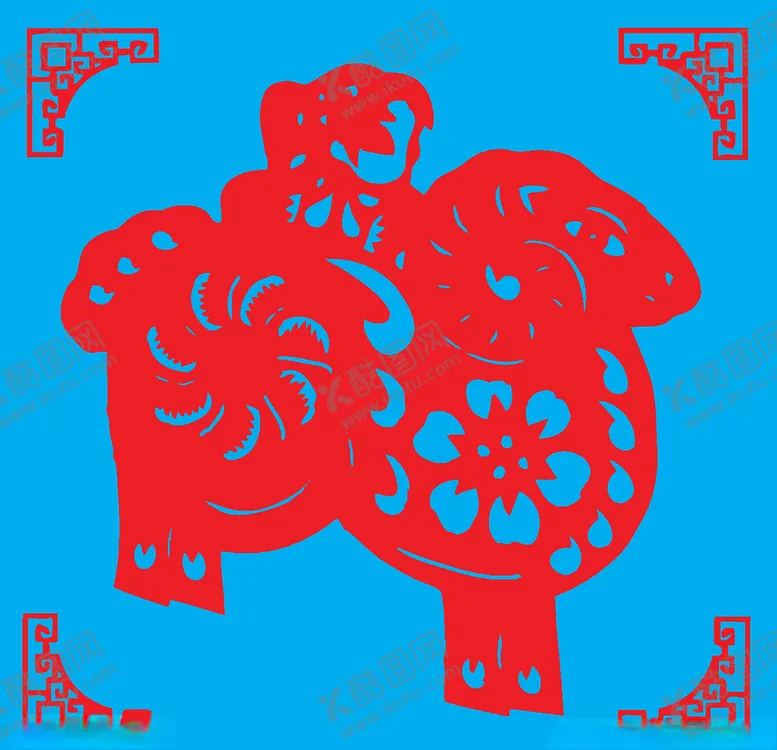编号：47567903252253334341【酷图网】源文件下载-骑羊剪纸