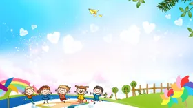 卡通背景招生海报喷绘小孩展板模版