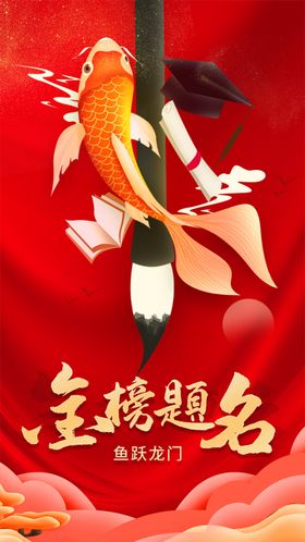 红色大气金榜题名高考海报