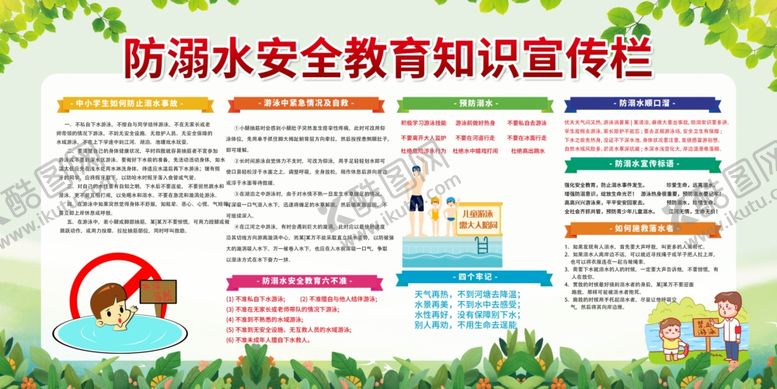 编号：72089807050625316341【酷图网】源文件下载-防溺水安全知识宣传海报