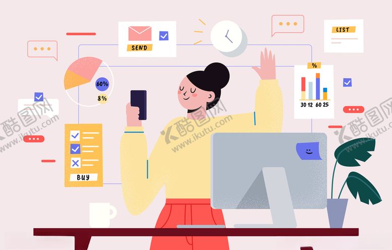 编号：82236109260039448942【酷图网】源文件下载-人物插图扁平办公矢量