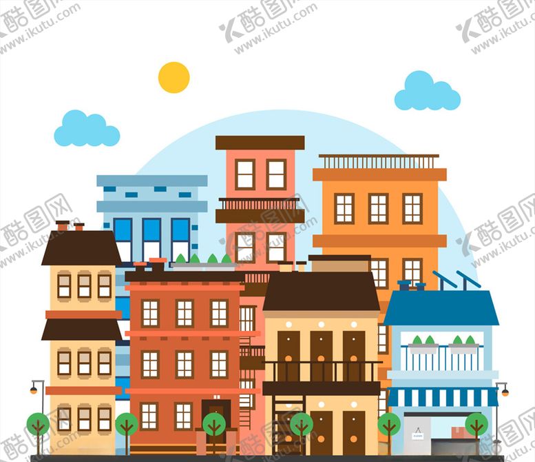 编号：73043310031541571160【酷图网】源文件下载-彩色楼群设计