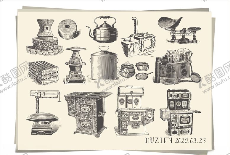 编号：72116609211837425720【酷图网】源文件下载-14款入老式厨房用品