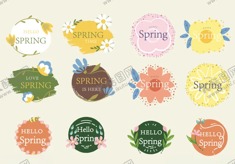 编号：84422504141202401830【酷图网】源文件下载-春季主题装饰标签设计