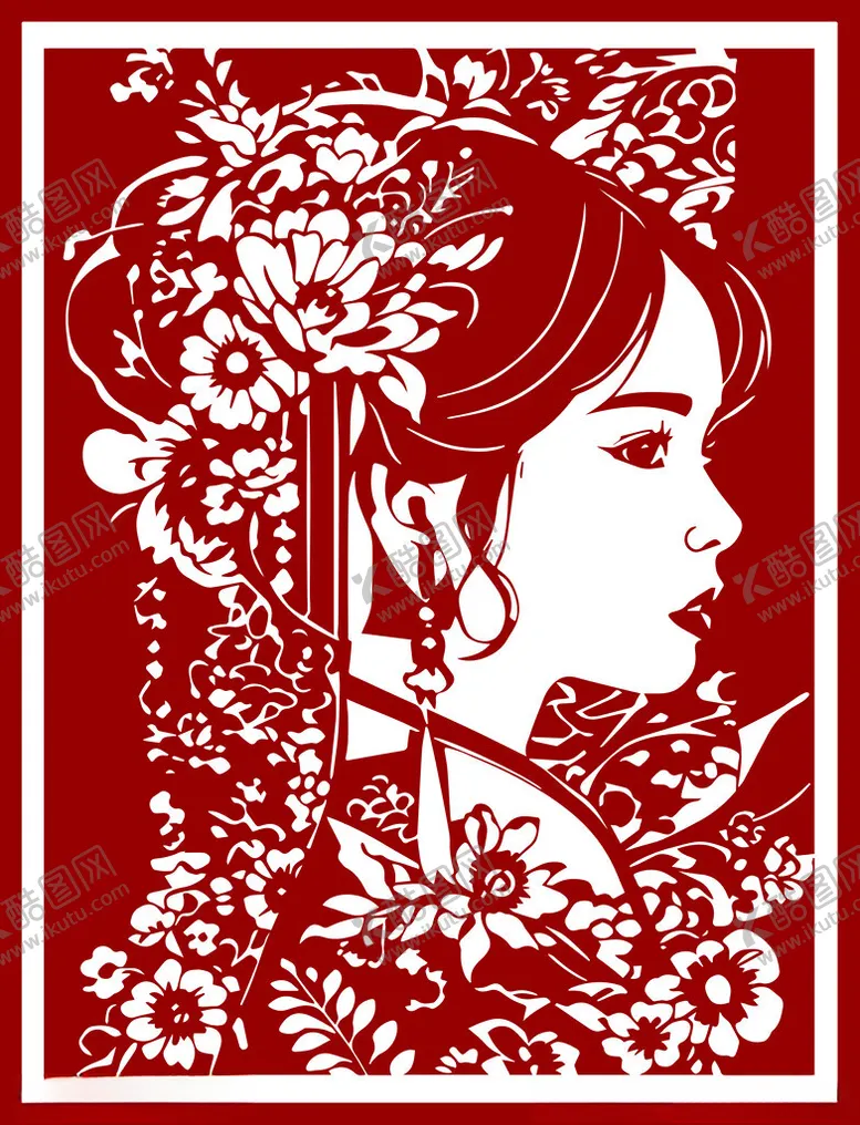 编号：58438702192336491321【酷图网】源文件下载-剪纸美女