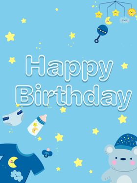 男孩蓝色生日海报设计