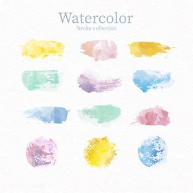 多彩水彩笔触图案集合