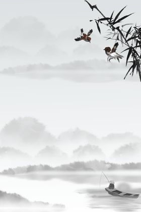 中国风背景卡通古典时尚书法展板