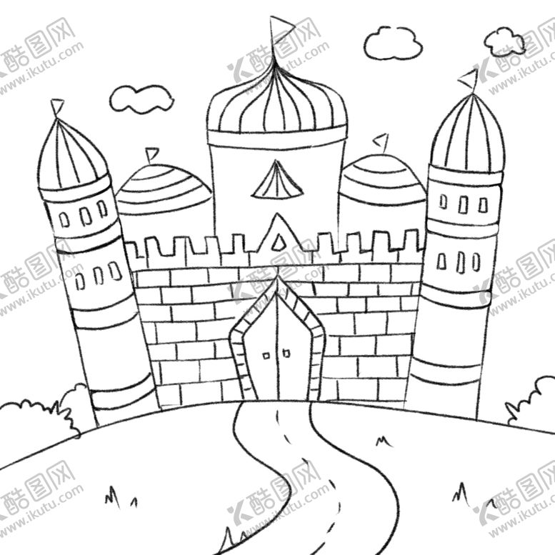 编号：80014409302335553941【酷图网】源文件下载-儿童城堡线条画