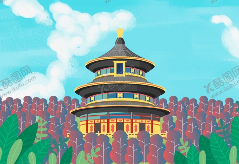 编号：89617305052002303323【酷图网】源文件下载-天坛插画海报