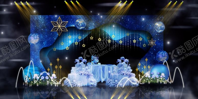 编号：78564910031623498077【酷图网】源文件下载-蓝色系婚礼设计背景