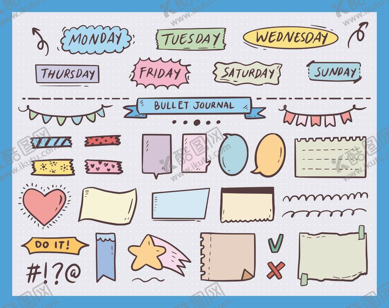 编号：90317010121825059162【酷图网】源文件下载-手绘多彩装饰元素集合