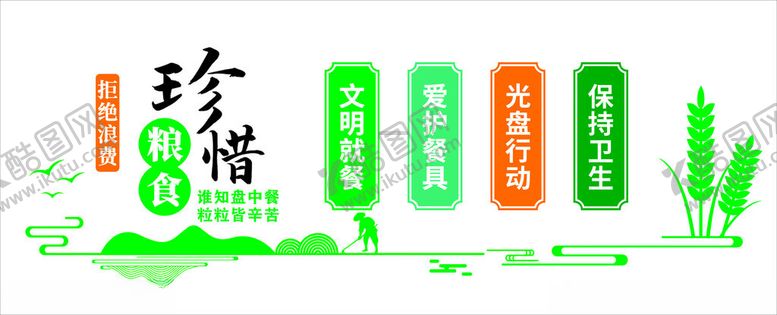 编号：34796102211113016358【酷图网】源文件下载-珍惜粮食文化墙食堂文化
