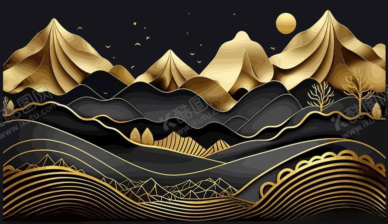 编号：60391802051459155681【酷图网】源文件下载-国风山水烫金