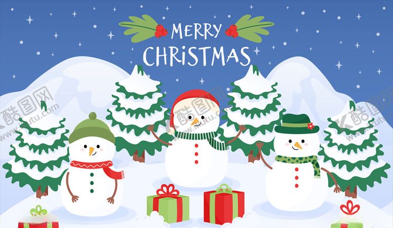 编号：89419009281603083068【酷图网】源文件下载-可爱圣诞节雪地雪人
