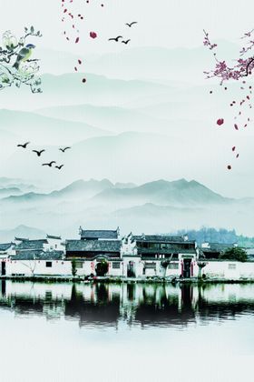 古风背景图片中国典山水画素材复中国