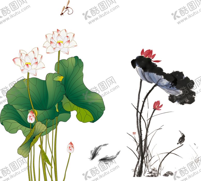 编号：61092105101817381464【酷图网】源文件下载-水墨荷花粉色荷花荷花意境