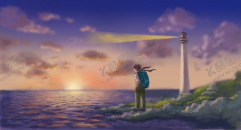 编号：42762205130643492521【酷图网】源文件下载-唯美日落海景插画