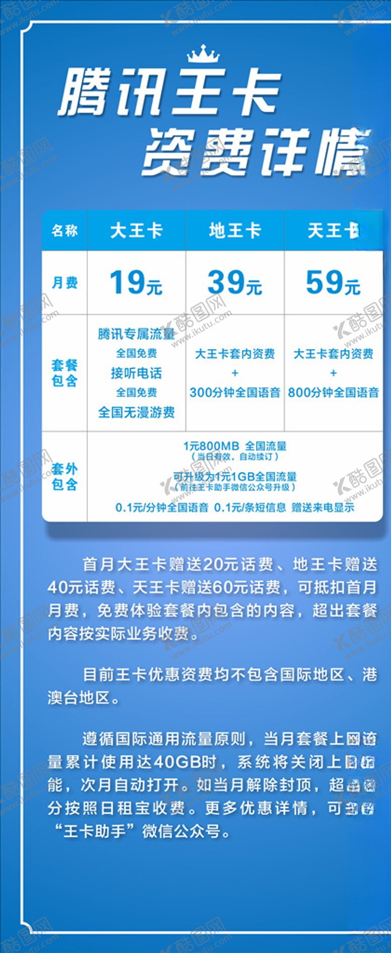 编号：53540509210936458013【酷图网】源文件下载-腾讯王卡资费详情