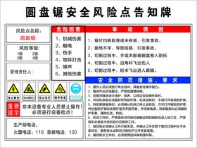 圆盘锯风险告知牌