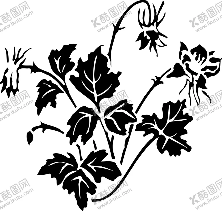 编号：25479109140627443524【酷图网】源文件下载-黑白手绘植物    