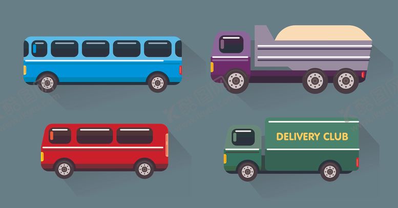 编号：18857309251142137631【酷图网】源文件下载-扁平化汽车组合