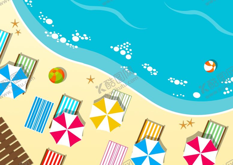 编号：54107410071608251462【酷图网】源文件下载-扁平风格海滩插画