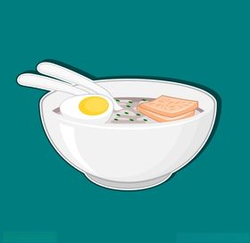 矢量早餐鸡蛋午餐肉插图