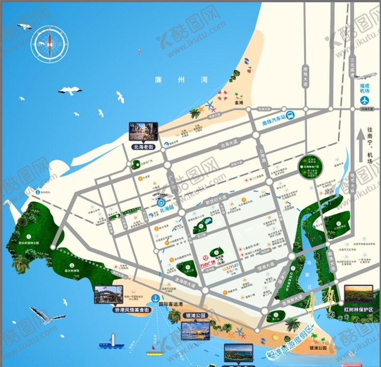 编号：90069609140451474053【酷图网】源文件下载-北海区域图旅游板