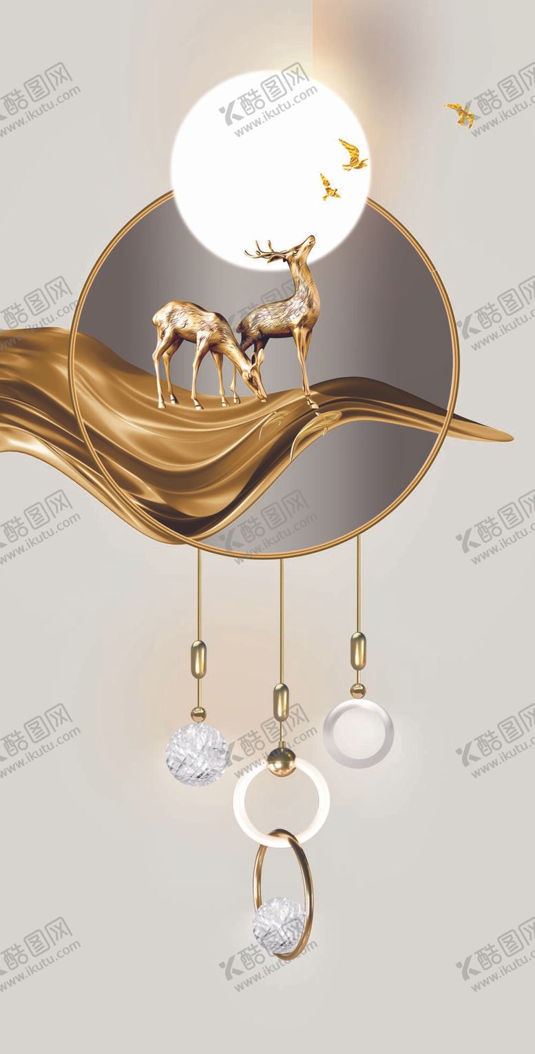 编号：60193409211440296374【酷图网】源文件下载-灯光麋鹿玄关