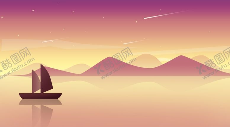 编号：35166307052350218855【酷图网】源文件下载-扁平化卡通山水插画PSD