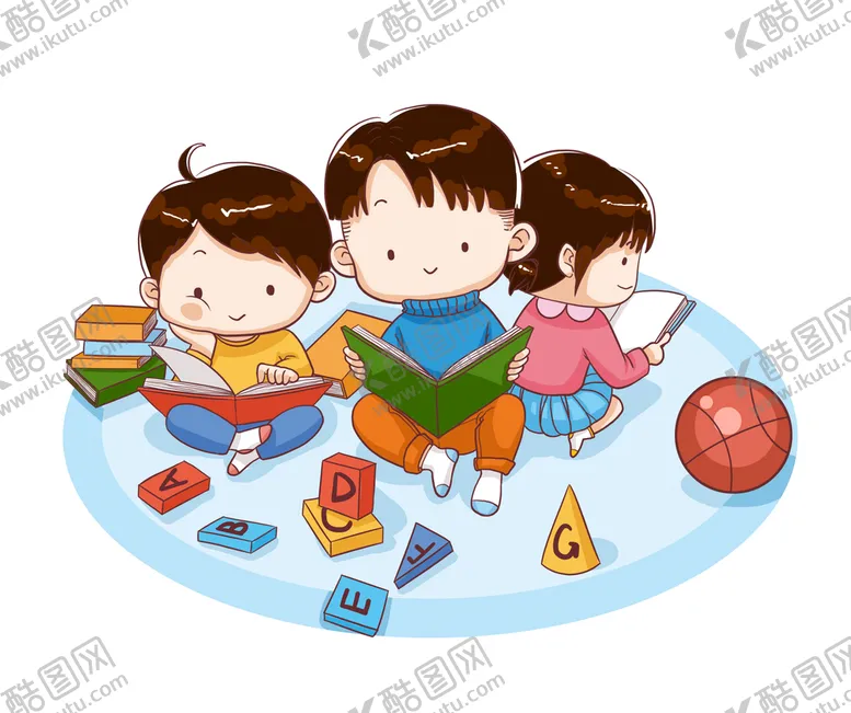 编号：90718309132203420361【酷图网】源文件下载-儿童读书手抄报元素篮球看书