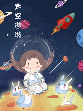 卡通宇宙宇航员