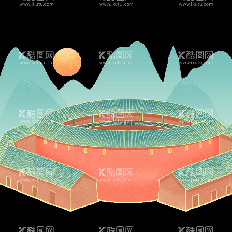 编号：99264611180746446348【酷图网】源文件下载-客家围屋素材图片